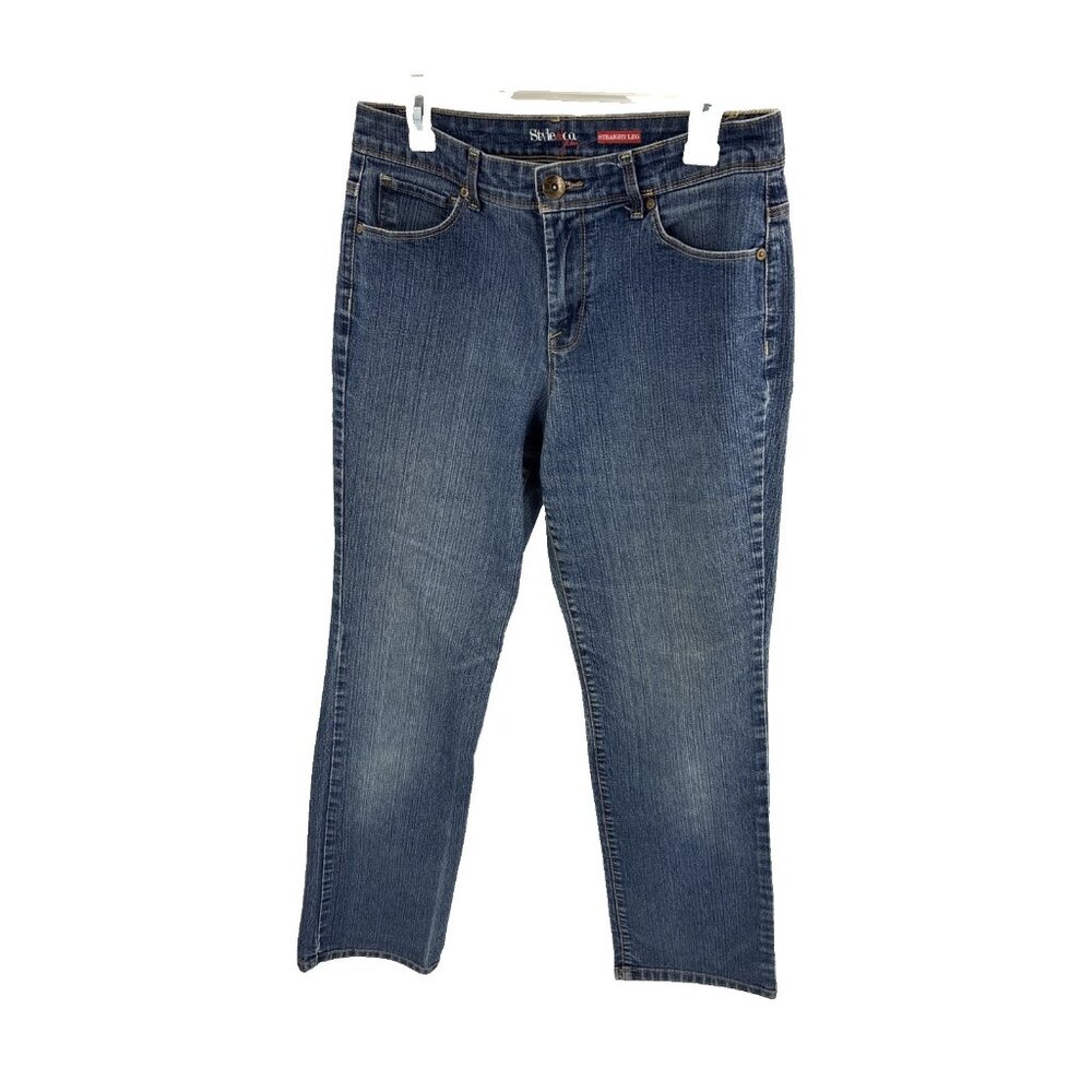 Style & Co Womens Straight Leg Jeans Medium Wash Stretch Denim Size 8 Y2K